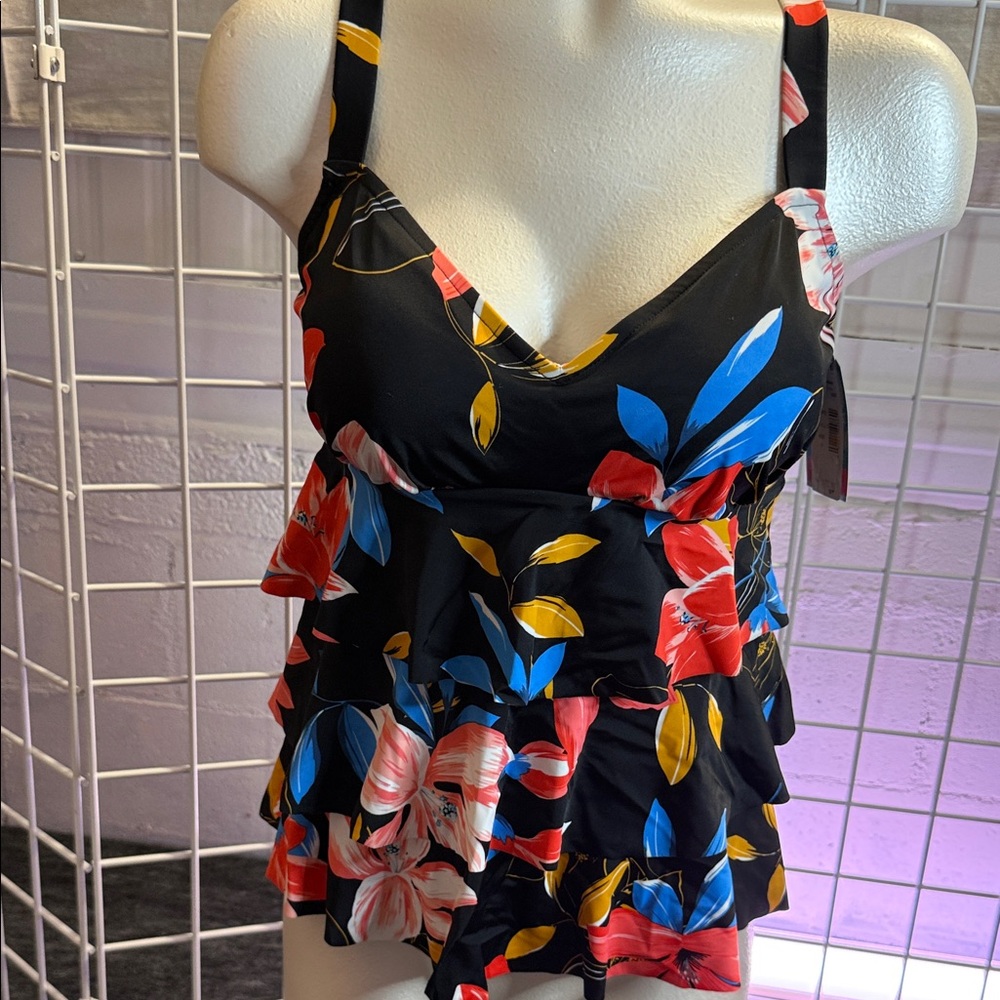Swim Solutions Black Floral Bikini
